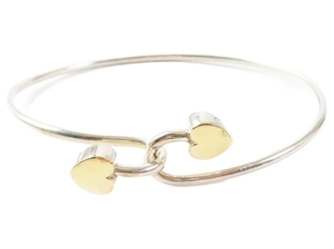 Pulseira de bangles de coração duplo Tiffany & Co Prata Metálico Metal  ref.1827374