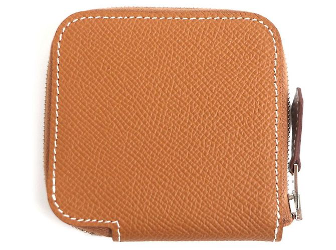 Hermès Carteira compacta mini em couro Epsom Hermes Azap Dourado Metálico