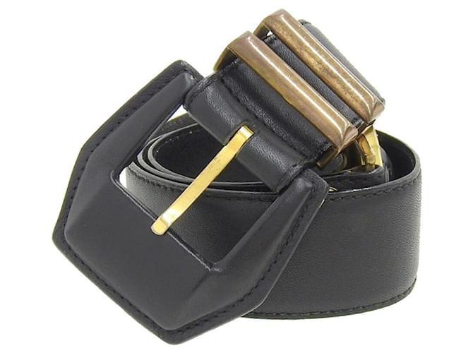 Cinto de couro preto Medusa da Versace  ref.1827521
