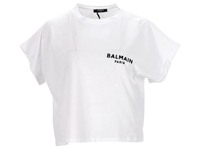 Top corto Balmain en blanco