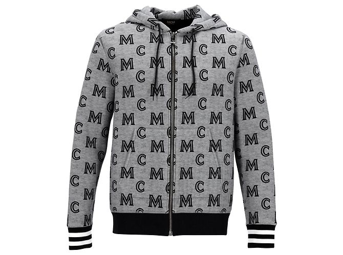 MCM Sweat à capuche zippé imprimé intégral Gris