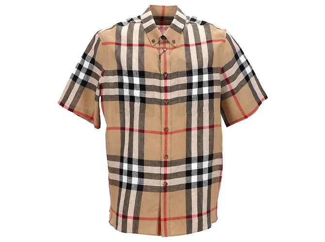 Camisa de cuadros Burberry Castaño Beige