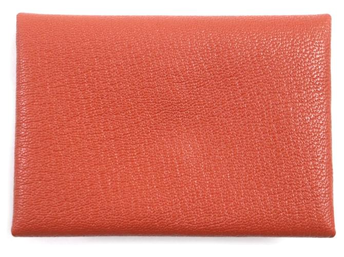 Hermès Hermes Calvi Duo Card Case Brown Leather  ref.1828282