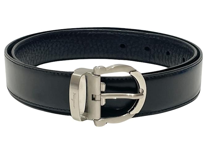 Salvatore Ferragamo Gancini Black Leather  ref.1828415