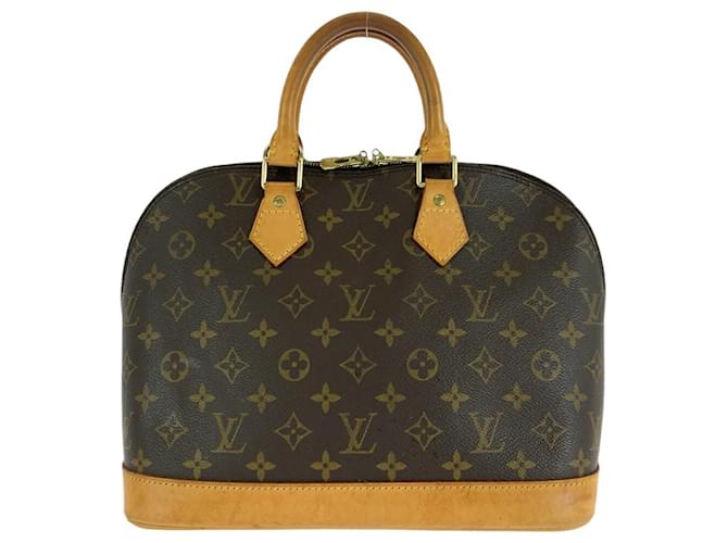 Louis Vuitton Alma Handbag Brown Gold PVC Cloth  ref.1828438