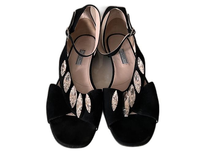 Sandali Prada in pelle nera Nero