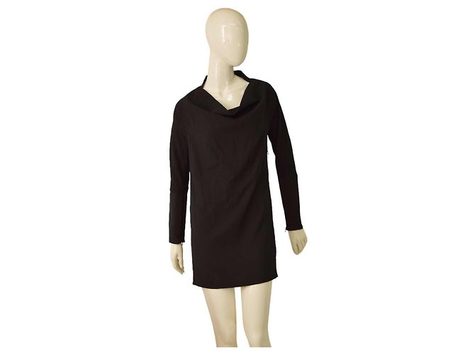 Ted Baker Schwarzes Mini-Kleid mit langen Ärmeln aus Polyester
