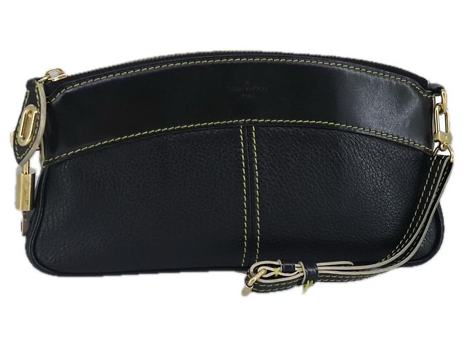 LOUIS VUITTON Suhari Lockit Clutch Bag Pelle Nera M95628 LV Auth 99122 Nero