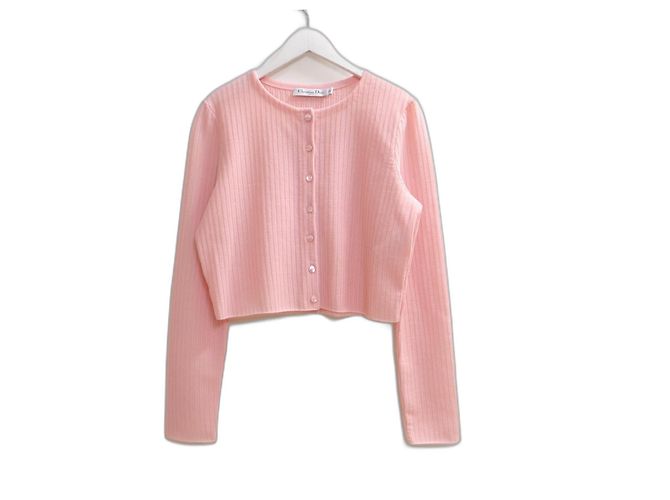Dior x Raf Simons Primavera 2015 Cardigã Rosa Cropped
