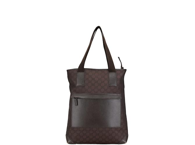 Gucci GG Canvas Tote Bag Brown Leather Cloth  ref.1830693