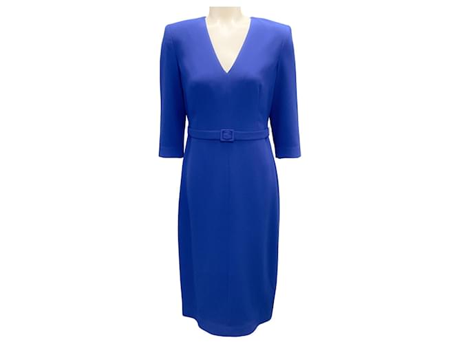 Autre Marque Judith & Charles Cobalt Blue V-Neck Belted Ora Dress Synthetic  ref.1830750