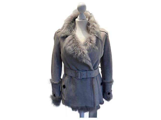Giacca in pelle di pecora Burberry Grigio