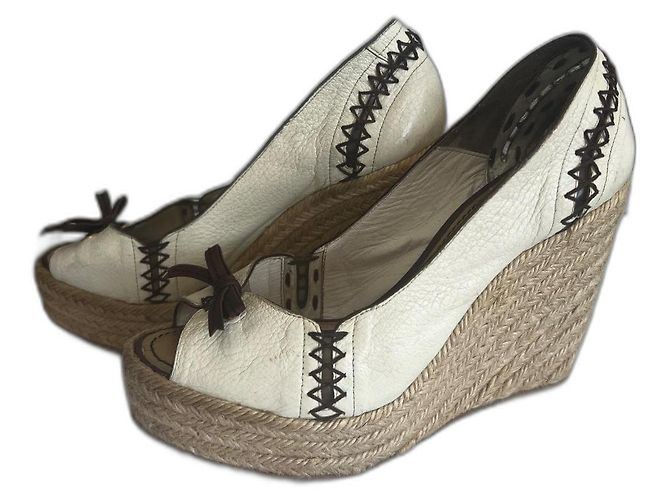Sandales compensées Louis Vuitton Starboard cuir beige 37