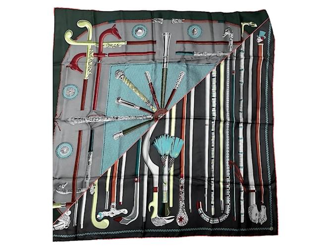 Hermès Silk scarves Grey  ref.1830862