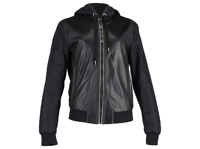 Dolce & Gabbana Zipped Hooded Jacket in Black Leather   ref.1830904