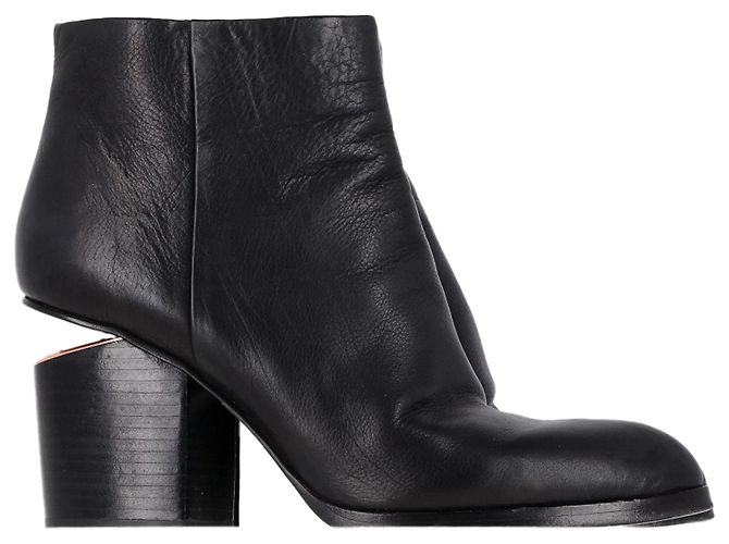 Alexander Wang Gabi Cutout Heel Ankle Boots in Black Leather
