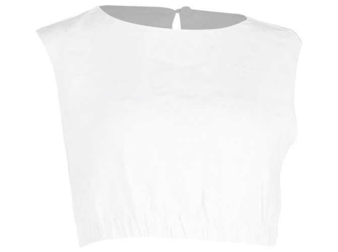 Top cropped sem mangas em algodão branco Reformation