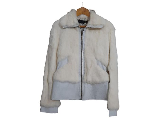 Just Cavalli Roberto Cavalli jacket in leather/rabbit White