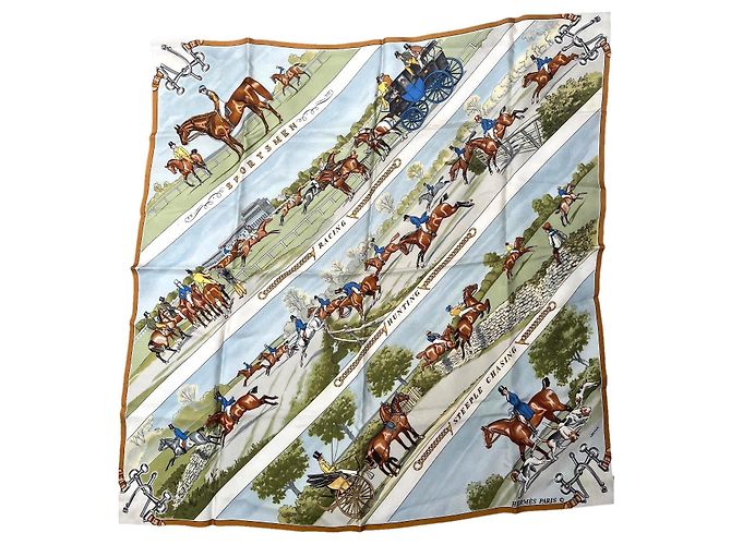 Sciarpa di seta Hermès Sportsmen Blu