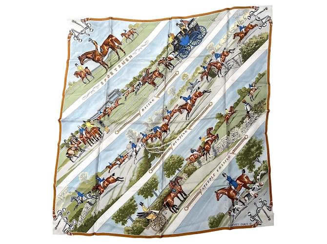 Hermès Silk scarves Blue  ref.1831156