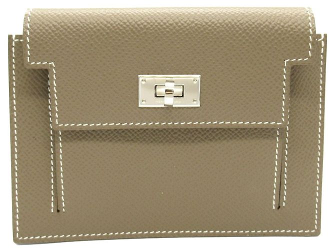 Hermès Hermes Kelly Pocket Compact Leather Wallet Grey