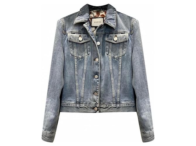 Gucci denim jacket with floral logo lining Multiple colors  ref.1834660