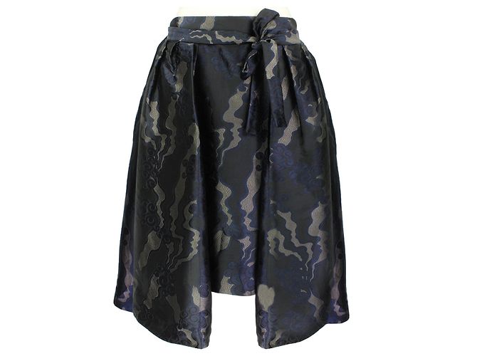 Jacquard-Cape-Rock Dries Van Noten Schwarz Blau Anthrazitgrau