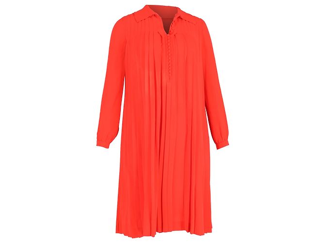 Vestido plissado A-Line Chloé em seda vermelha Vermelho