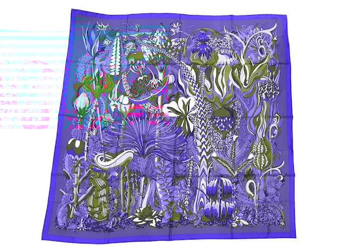 Hermès NEUF CARRE GEANT HERMES FANTAISIE BOTANIQUE 140 CM SOIE SUMMER BLEUE SCARF Turquoise  ref.1834990
