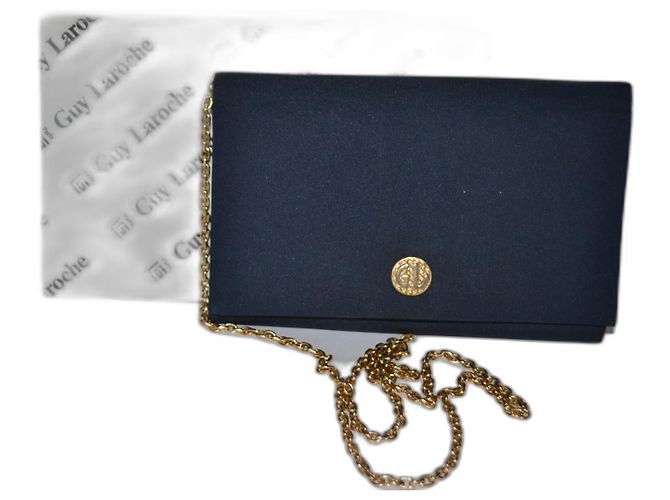 Bolsa a tiracolo Guy Laroche azul de tecido com corrente dourada