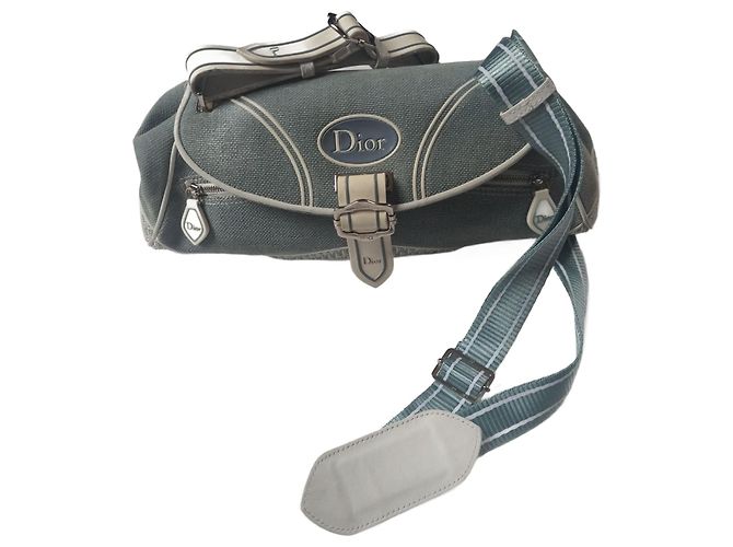 Christian Dior Borsa a Spalla Tela e Monogramma Verde