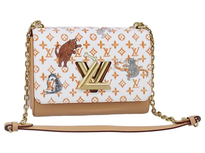 LOUIS VUITTON Catgram Twist MM Shoulder Bag White M44460 LV Auth 96243S Cloth  ref.1836585