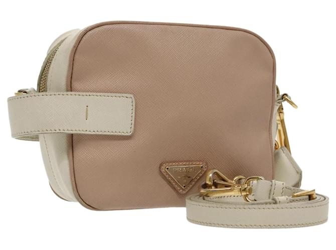 Saffiano PRADA Shoulder Bag Safiano leather Pink Gold Auth 98595 Golden ref.1836617 Joli Closet