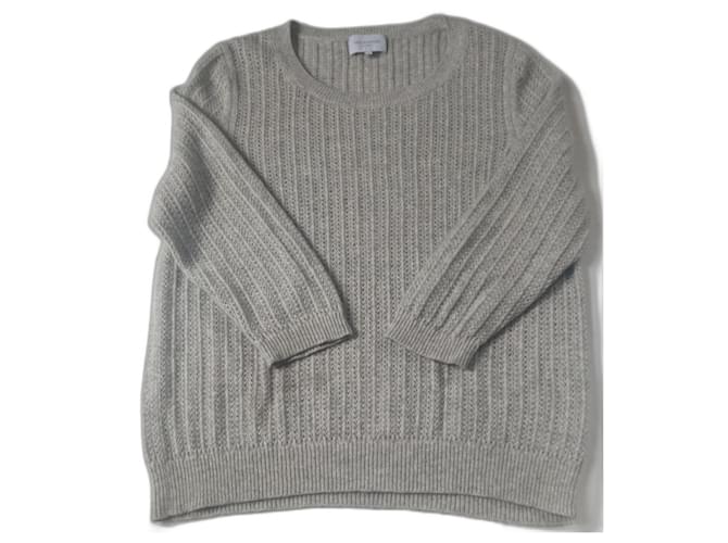 Eric Bompard Kaschmir Pullover Grau 3/4 Ärmel 