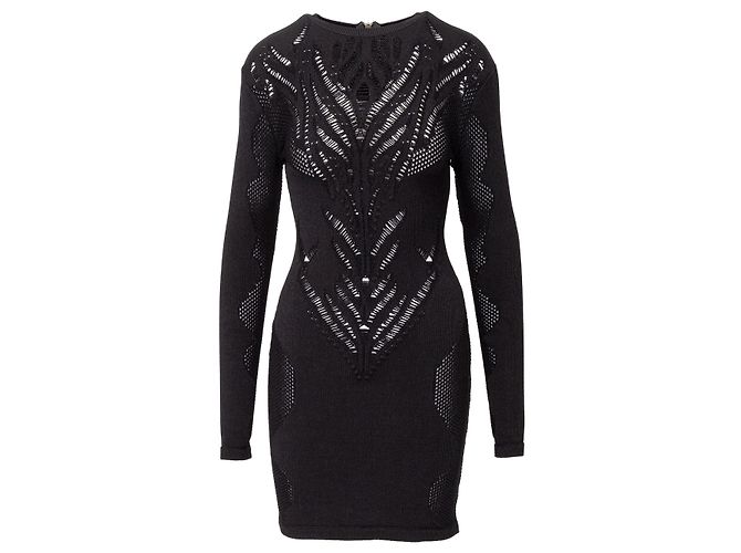 Balmain Stretchy Jacquard Dress Black
