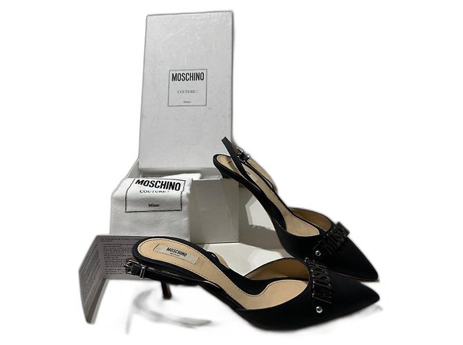 Moschino Mules aus schwarzer Seide mit 6 cm Absatz