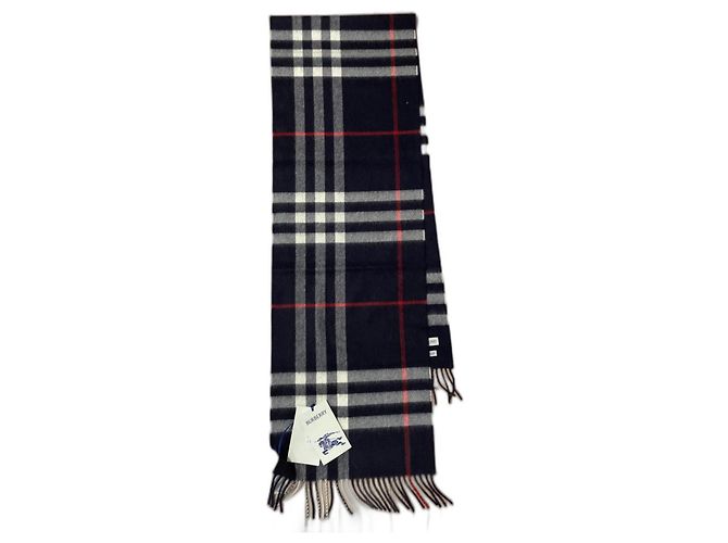 Sciarpa Burberry Blu Navy in Lana