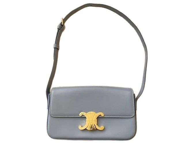 Borsa a tracolla Céline Triomphe blu in pelle