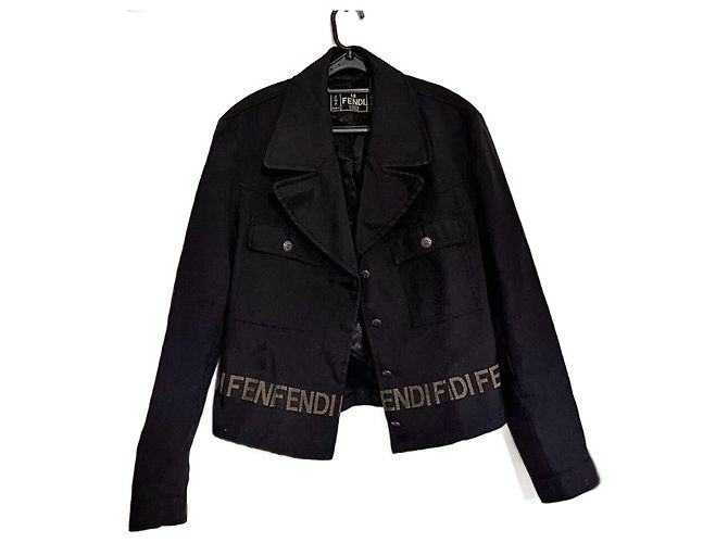 Fendi Monogram Stripe Windbreaker Jacket Black
