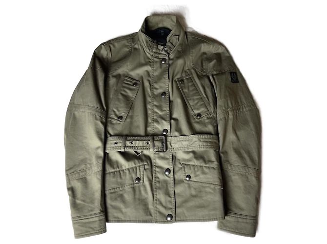 Belstaff Jacke Windjacke Olivgrün Baumwolle