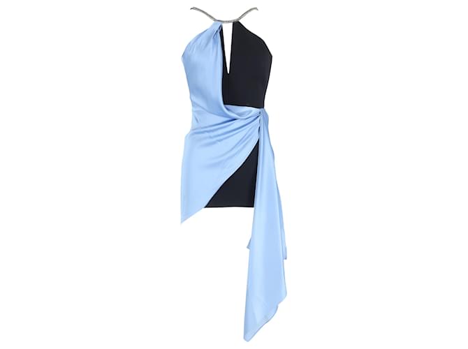 Autre Marque  David Koma Embellished Halter Neck Mini Dress in Blue and Black Triacetate Multiple colors Synthetic  ref.1836981