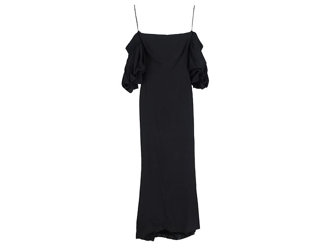 Abito maxi off-shoulder Alexander Mcqueen in viscosa nera Nero