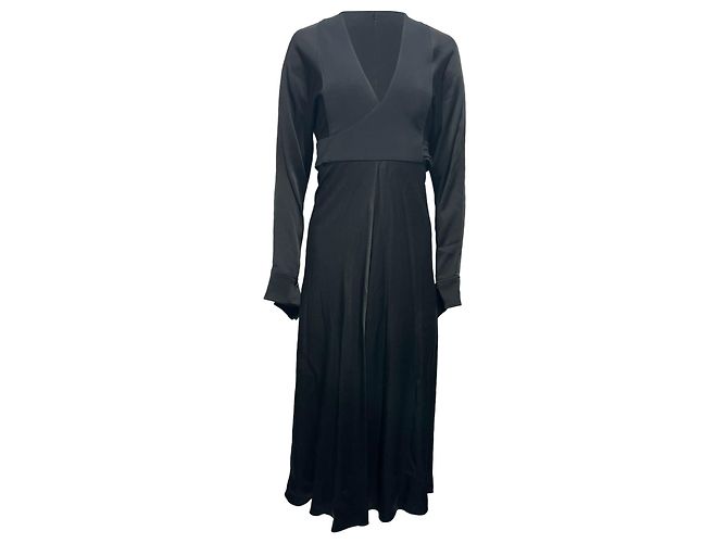 Victoria Beckham Plissiertes Midi-Kleid aus schwarzem Polyester