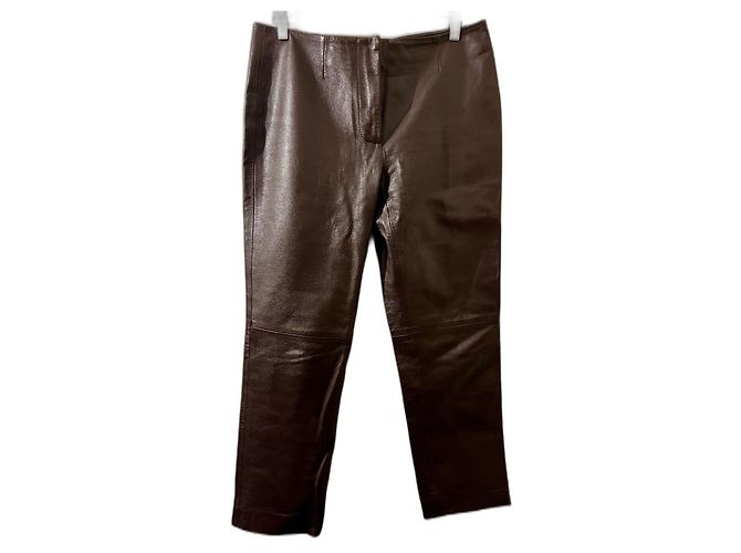 Prada Dunkelbraune gerade Lederhosen