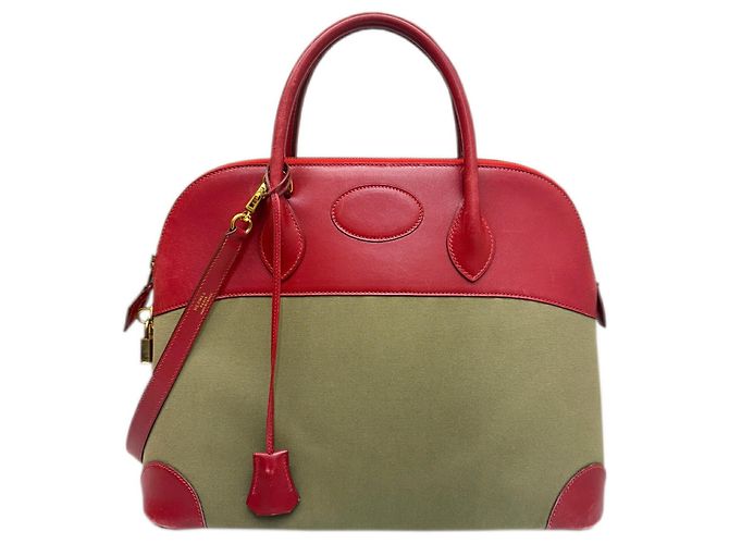 Hermès Hermes Handtasche Schultertasche Bolide 35 Rot Khaki