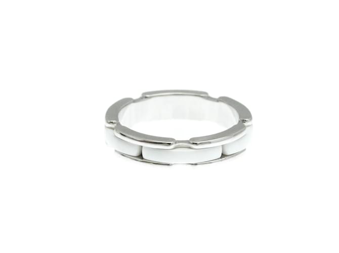 Chanel Ultra Collection Band Ring Silvery White White gold Ceramic  ref.1837694
