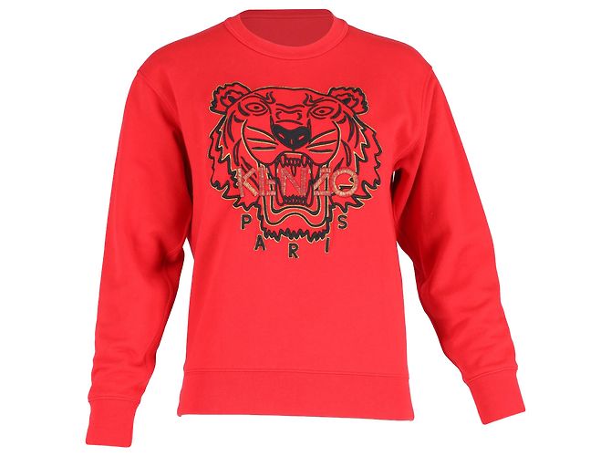 Kenzo Tiger Grafikpullover aus roter Baumwolle