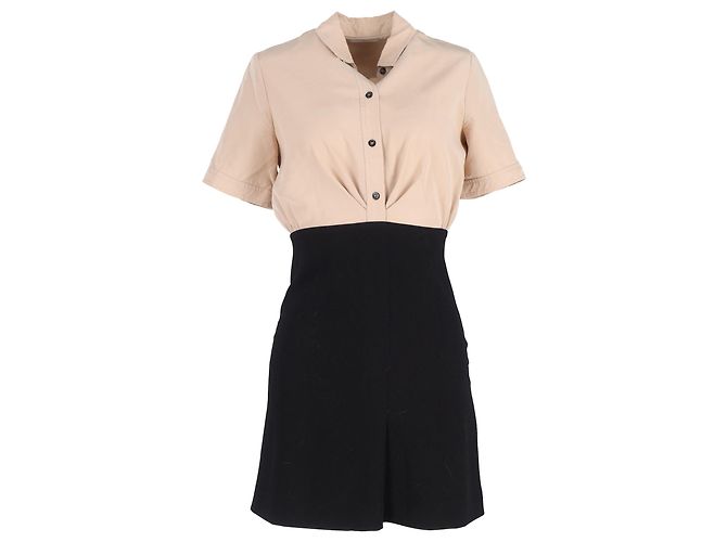 Trompe l'œil Kleid von Sandro mit Bluse aus beigem Lyocell