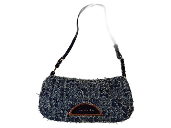 Borsa a mano Christian Dior Malice in denim e pelle blu