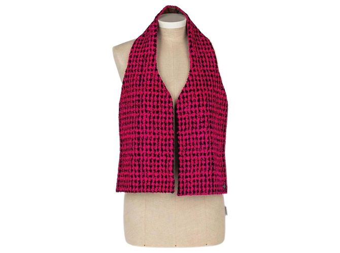 Cachecol Chanel de lã e couro de cordeiro Fuchsia Fuschia
